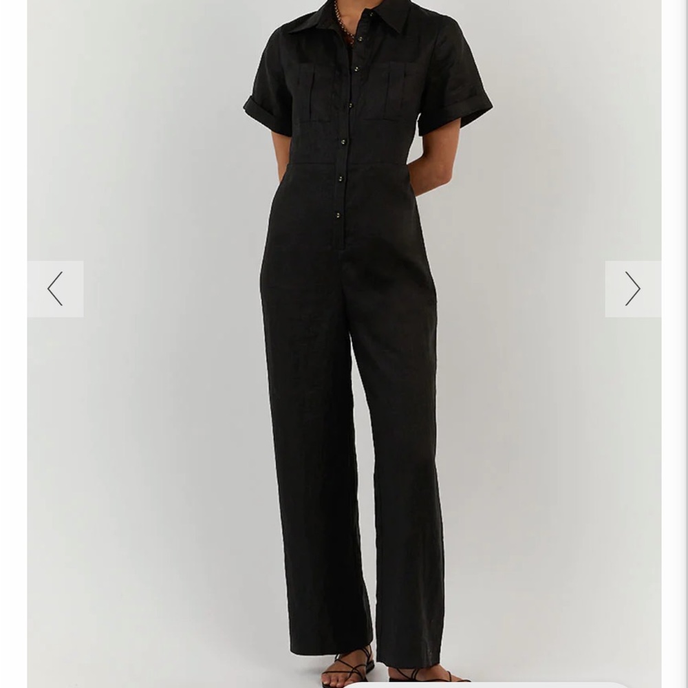 NWT DISSH LILY BLACK LINEN BOILER SUIT